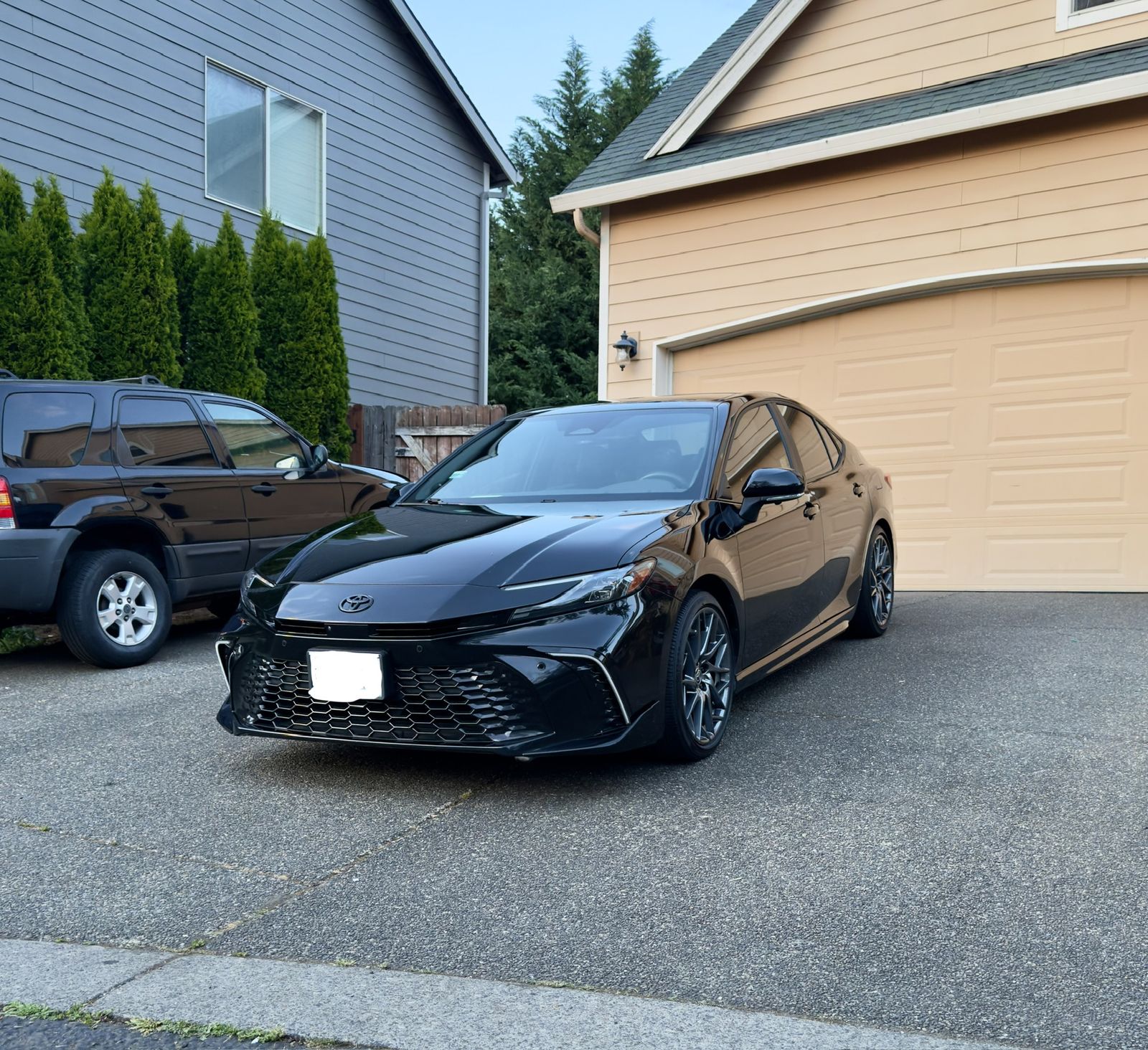 Black Toyota Camry, exterior wash finished